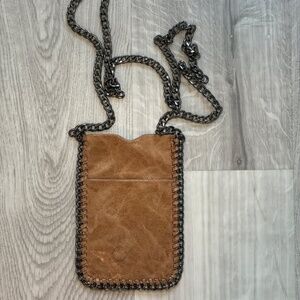 Brown Leather Crossbody with Chain Strap